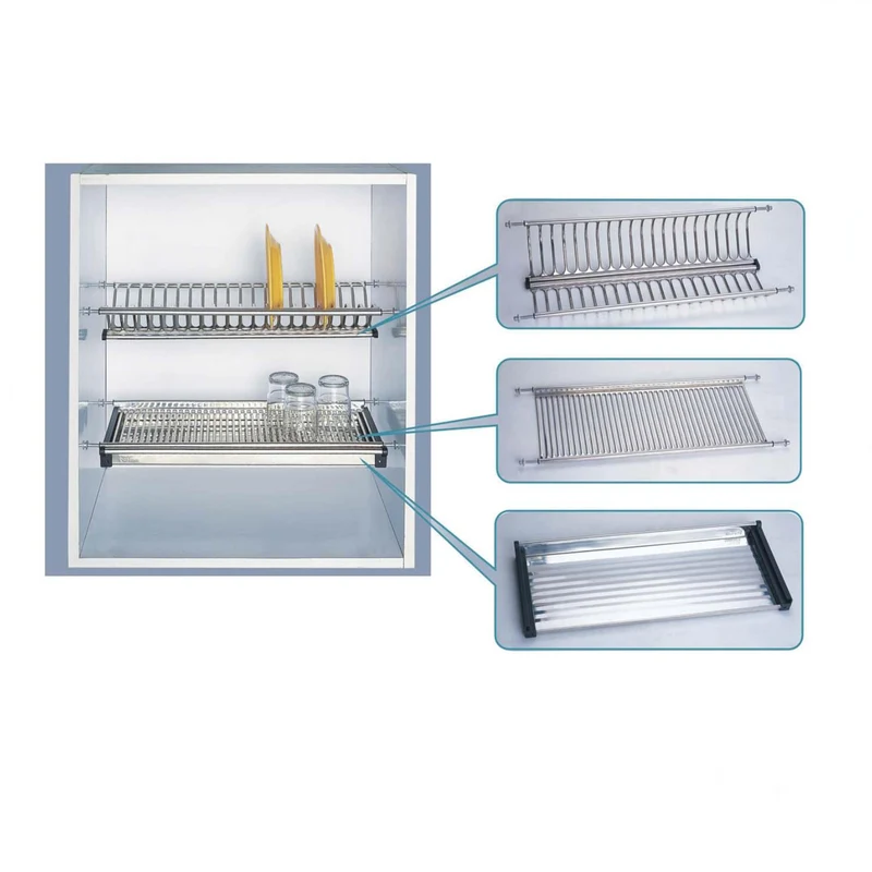 Scolapiatti Inox Cm 86 Set 3 Pezzi Cola Piatti Scola Con Gocciolatoio Cucina