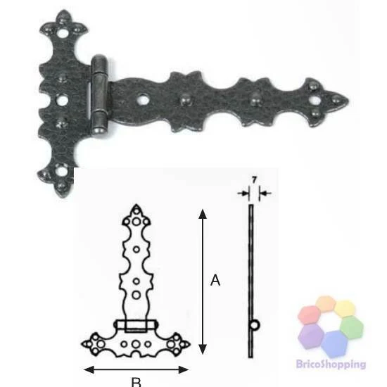 Cerniera Piana Ferro Battuto Verniciata Nero Anticata 104x72 Mobili Armadi Stile
