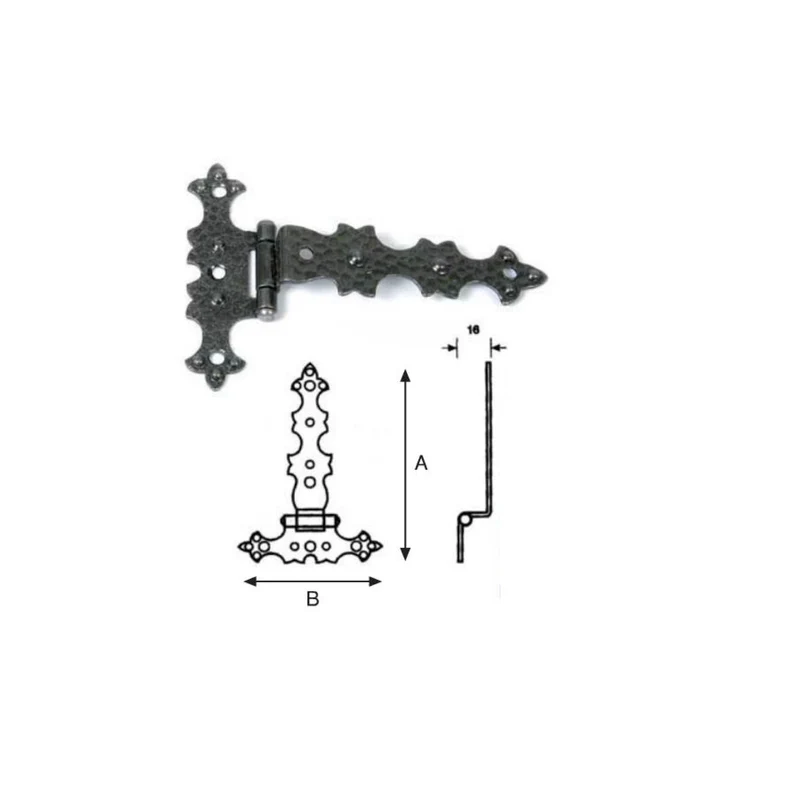 Cerniera Ferro Battuto Collo Verniciata Nero Anticata 95x72 Mobili Armadi Stile