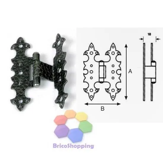 Cerniera Ferro Battuto Collo Verniciata Nero Anticata 67x38 Mobili Armadi Stile