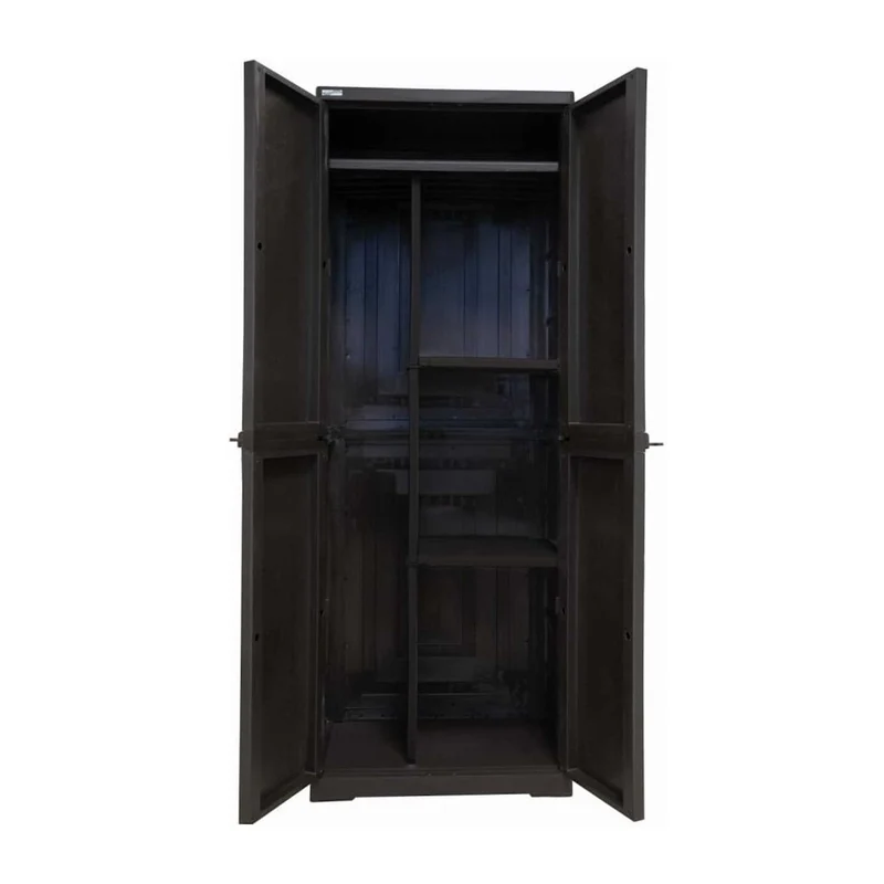 Armadio Rattan Pvc Resina Portascope Polirattan Marrone Scuro 65x45x184h