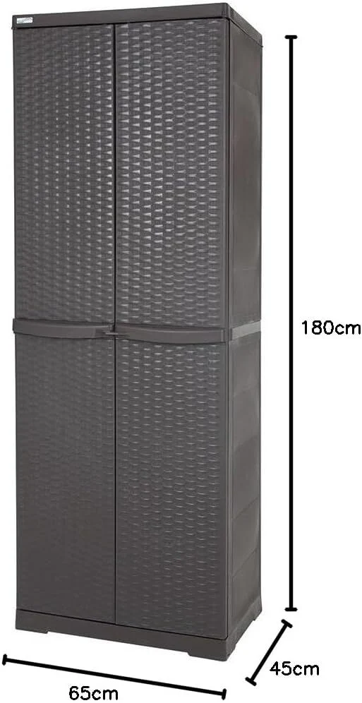 Armadio Rattan Pvc Resina Portascope Polirattan Marrone Scuro 65x45x184h