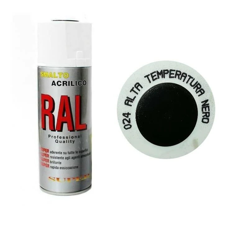 Bomboletta Spray Alta Temperatura Nero 600° Rapida Essiccazione Marmitte Caldaie Stufe