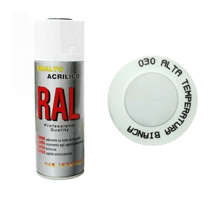 Bomboletta Spray Alta Temperatura Bianco 600° Rapida Essiccazione Marmitte Caldaie Stufe