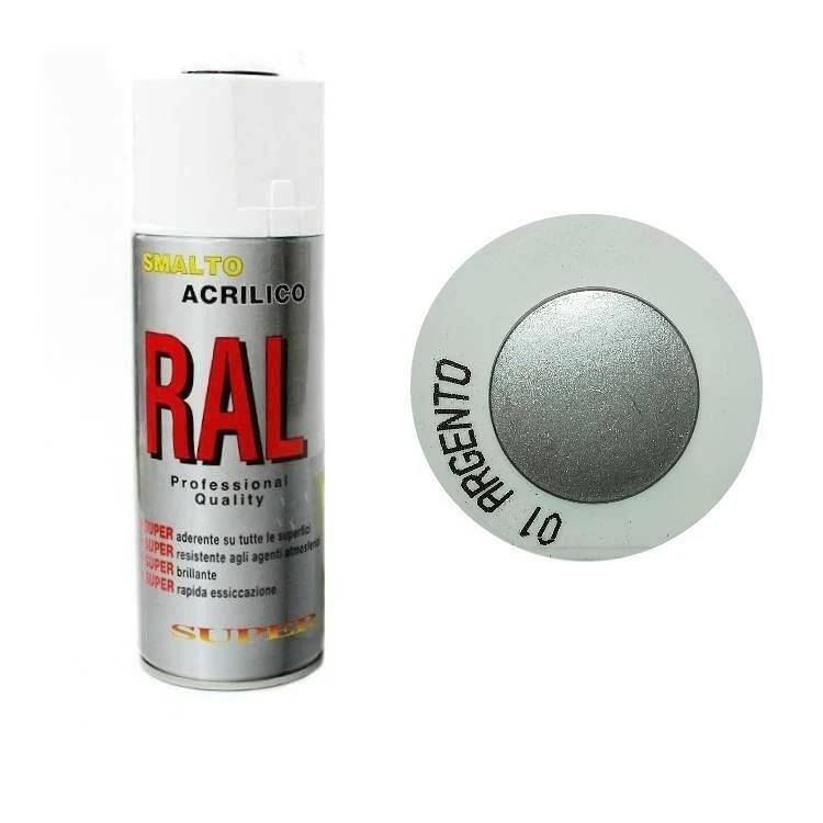 Bomboletta Spray Argento Acrilico Rapida Essiccazione Argento