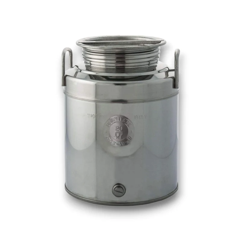 Contenitore Olio Acciaio Inox Fusto 15 Lt Cn Rubinetto Uso Alimentare Vino Miele