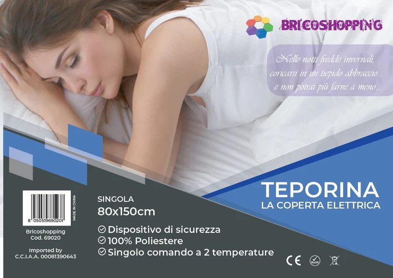 Scaldasonno Coperta elettrica termica per letto singolo termocoperta una piazza