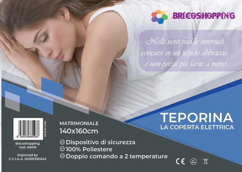 Coperta elettrica per letto matrimoniale scaldaletto termocoperta scaldasonno BS