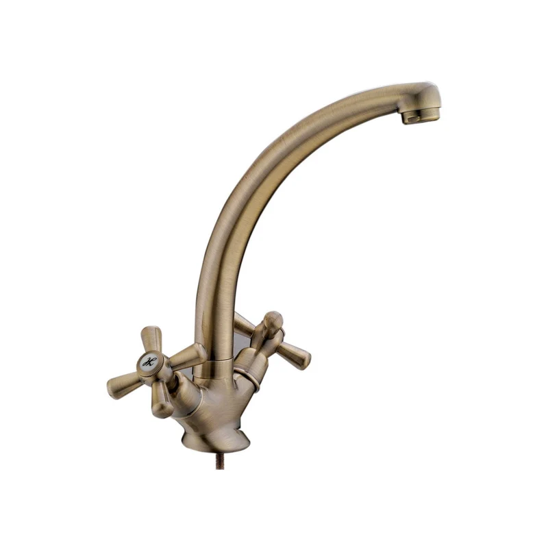 Rubinetto Lavello Sofia Croce Bronzo Cucina Miscelatore Bronzato
