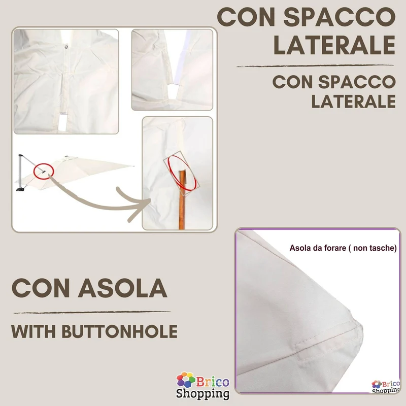 Ricambio Telo Superiore Top Di Copertura 3x4 Per Ombrellone Con Spacco A Braccio