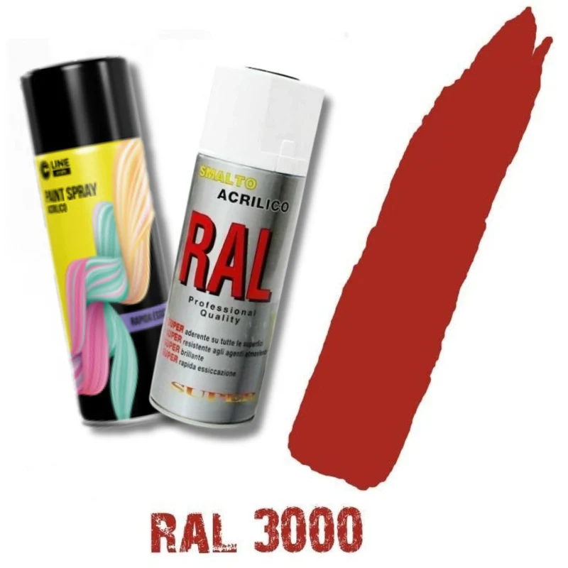 Bomboletta Spray Rosso Puro Ral 3000 Acrilico Vernice Brillante Lucido