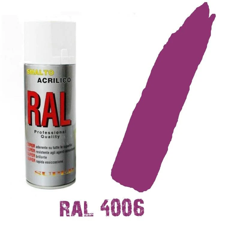 Bomboletta Spray Ral Porpora Viola 4006 Acrilico Vernice Brillante Lucido