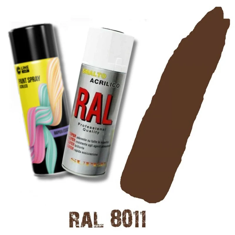Bomboletta Spray Marrone Noce Ral 8011 Acrilico Vernice Brillante Lucido