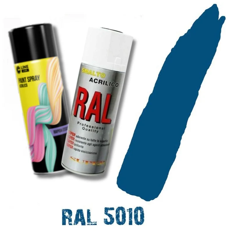 Bomboletta Spray Blu Genziana Scuro Ral 5010 Acrilico Vernice Brillante Lucido