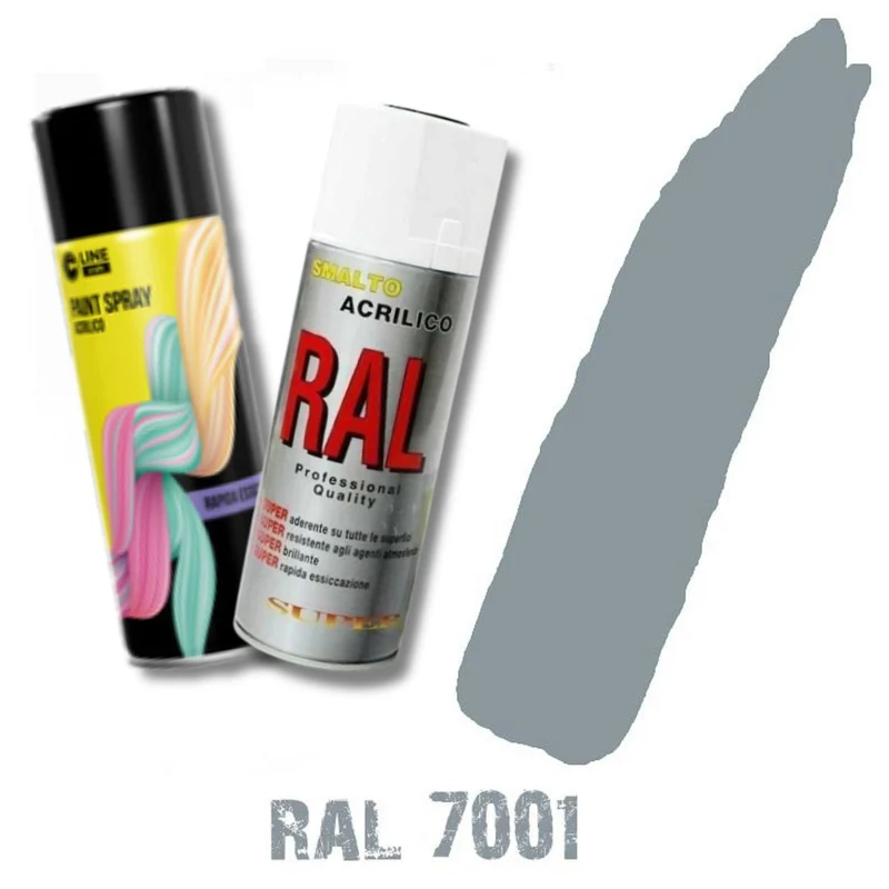 Bomboletta Spray Ral Grigio 7001 Acrilico Vernice Brillante Lucido Graffiti