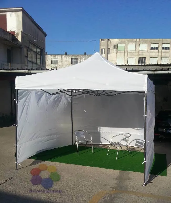 Gazebo Apertura Rapida 3x3 Bianco Mercatini Fiere Con Teli Impermeabile