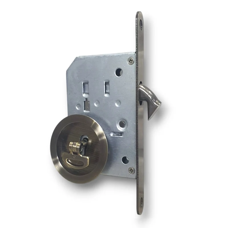 Set Maniglia Porta Scorrevole Bronzo Con Chiave