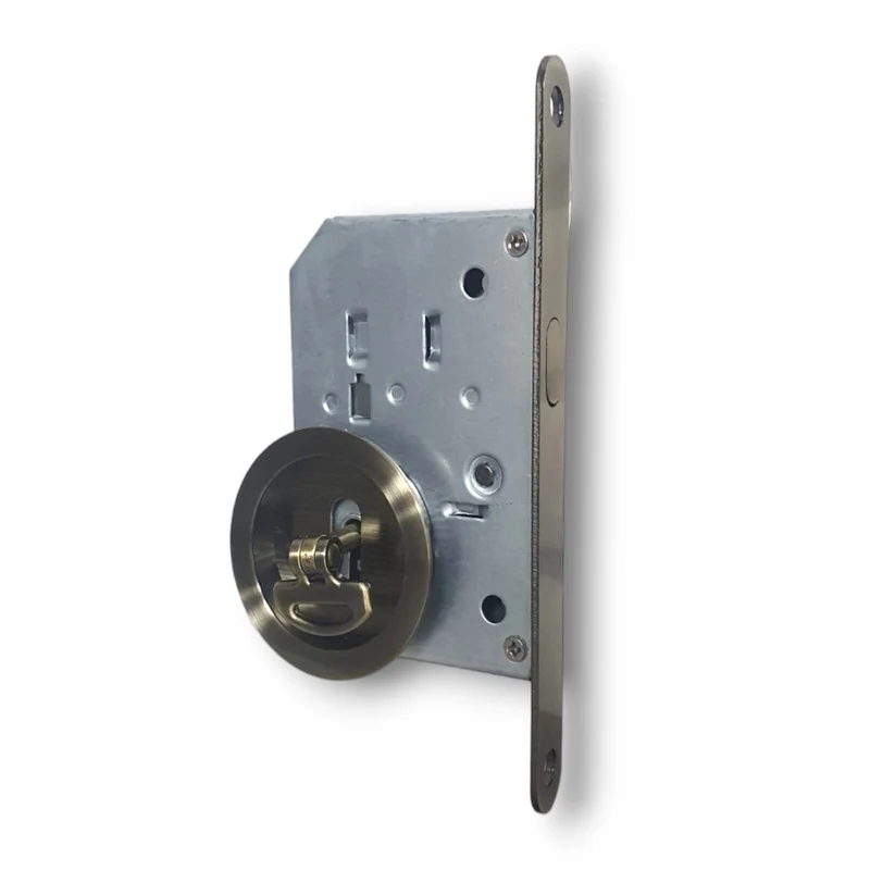Set Maniglia Porta Scorrevole Bronzo Con Chiave