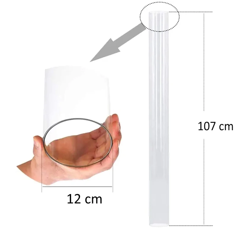 Tubo Vetro di Ricambio per Stufa Patio Piramide a Gas Fiamma Libera 107 cm Ø 12