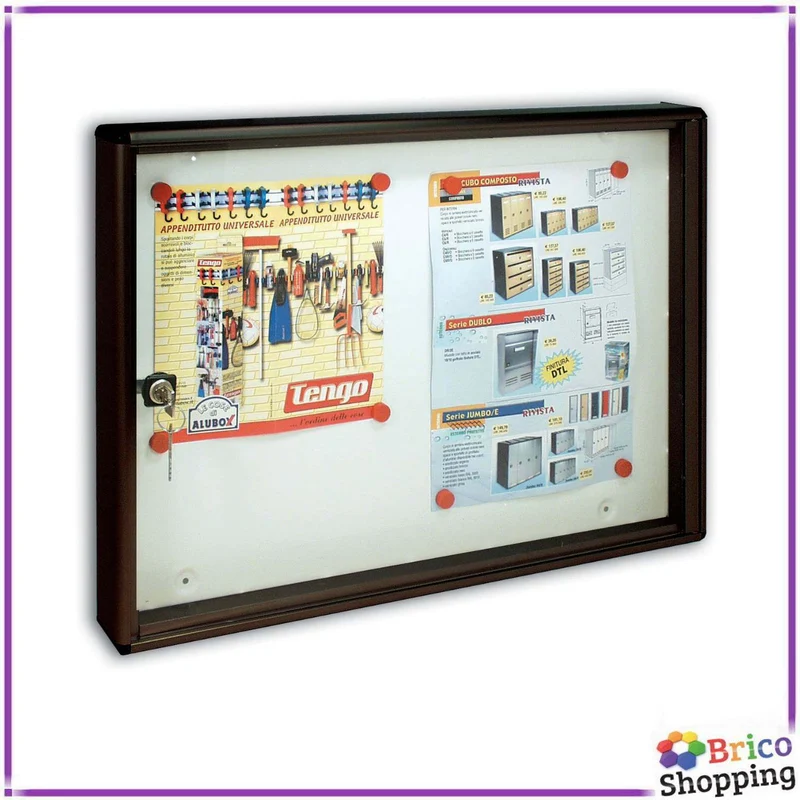 Bacheca Alluminio Portavvisi Annunci 55x40hx5 Con Clip Magnetiche Alubox Ghisa B