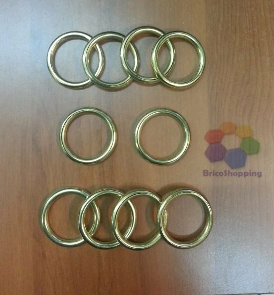 10 PZ ANELLI TUBOLARI IN OTTONE LUCIDO ORO PER BASTONI TENDE DECORI ANELLO VARI