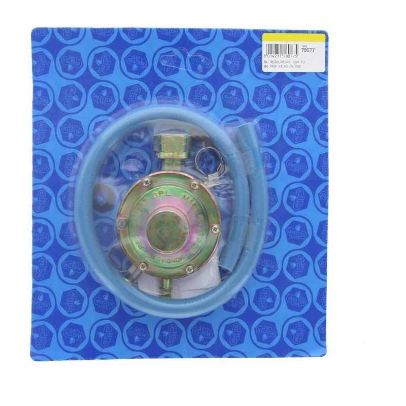 Regolatore Gas Tarato Con Tubo 60 Cm E 2 Fascette Per Stufe A Gas