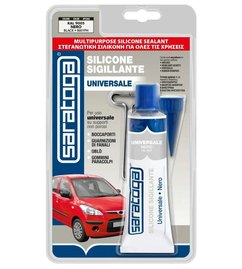 Silicone Nero Sigillante Universale Saratoga per Guarnizioni Auto Gommini Vetro Legno Ceramica