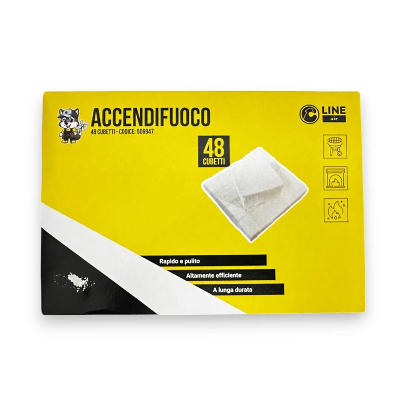Accendifuoco Rapido Bianco Per Camini Stufe 48 Cubetti a base di Paraffina