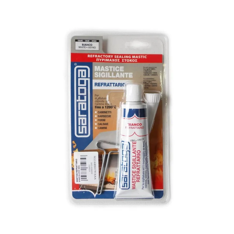 Silicone Mastice Sigillante Refrattario Saratoga Alta Temperatura Bianco Blister 60 Ml