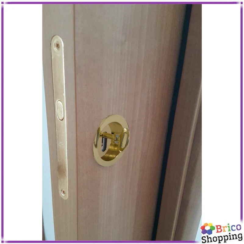 Set Porta Scorrevole Oro Lucido Con Chiave Maniglia Kit Porte Scorrevoli Con Serratura