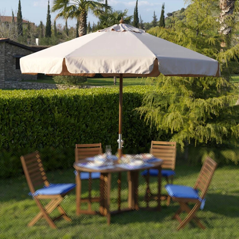 Ombrellone Legno Palo Centrale 48 Mm Da Giardino Tondo Mt 3 Island Con Manovella