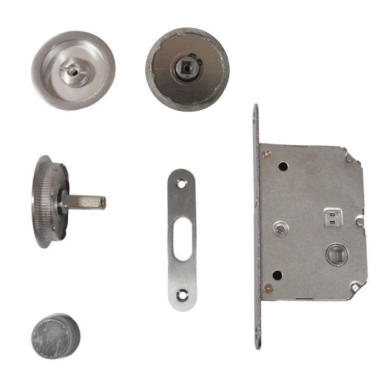Set Porta Scorrevole Cromo Acciaio Satinato Maniglia Kit Porte Scorrevoli Con Serratura