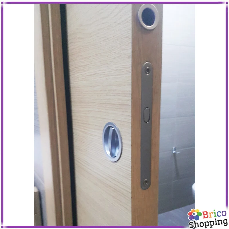 Set Porta Scorrevole Cromo Acciaio Satinato Maniglia Kit Porte Scorrevoli Con Serratura
