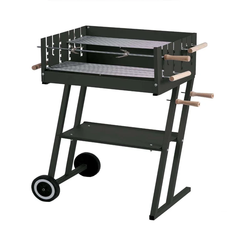 Barbecue A Carbone Fornacella Carbone Acciaio Caranga 60x45x90h Griglia Spiedo