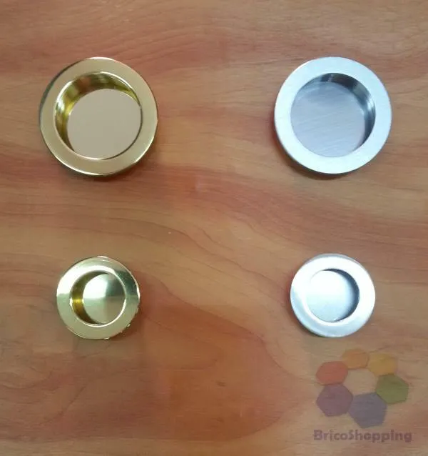 PLACCA MANIGLIA INCASSO PER PORTA SCORREVOLE TONDA 35 48 CIECA ORO CROMO SATINAT