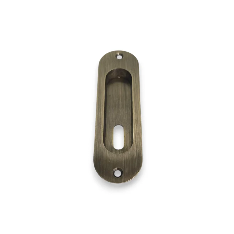 Placca Maniglia Incasso Per Porta Scorrevole Corta Con Foro Chiave Oro Cromo Sat