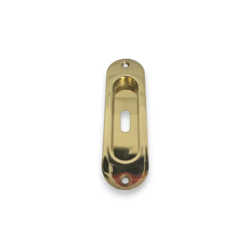 Placca Maniglia Incasso Per Porta Scorrevole Corta Con Foro Chiave Oro Cromo Sat