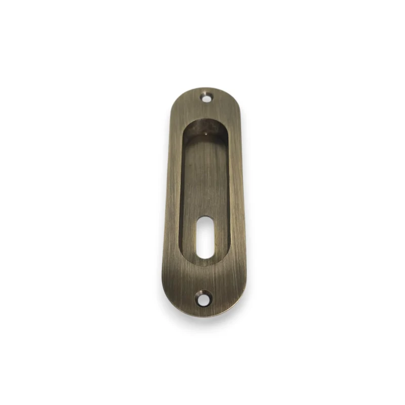Placca Maniglia Incasso Per Porta Scorrevole Corta Con Foro Chiave Oro Cromo Sat