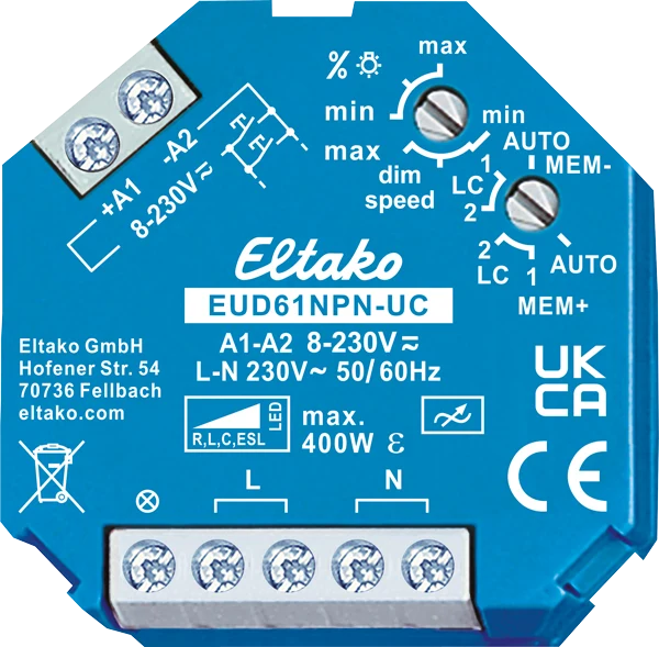 Dimmer Universale Eltako EUD61NPN-UC Power MOSFET 400W – 61100801