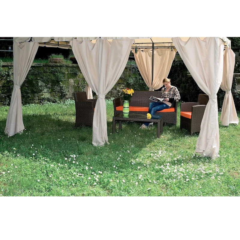 Set Teli Laterali Di Ricambio Per Gazebo Armonia 3x4 Giardino Esterno Bianco