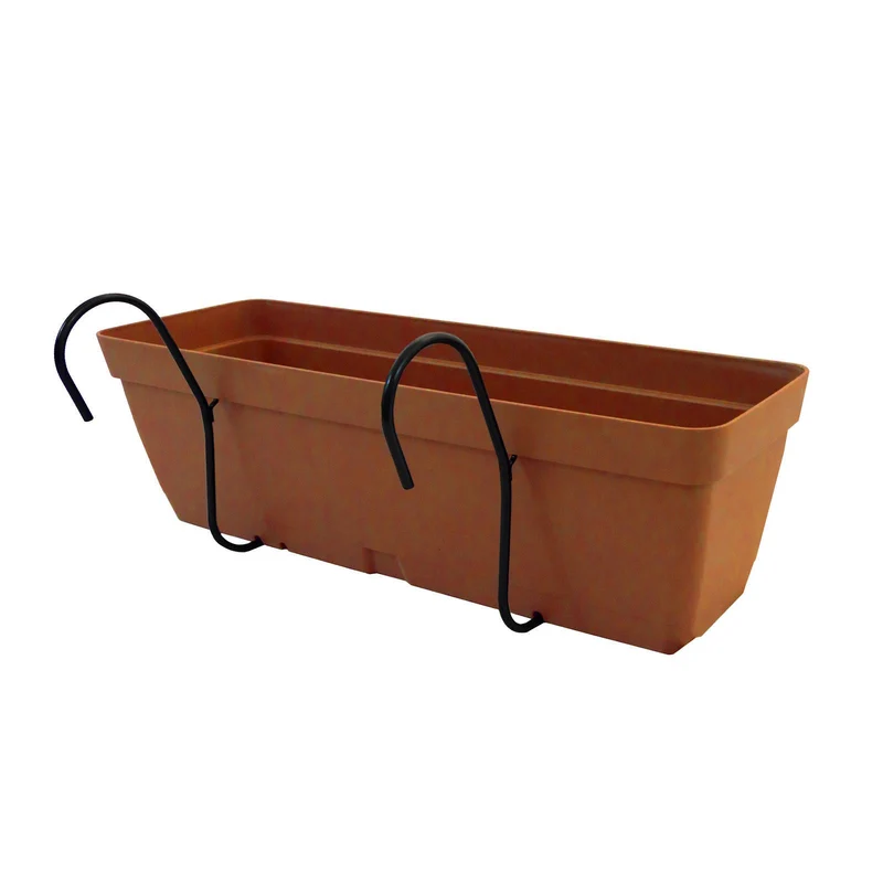Balconiera In Resina Con Supporto Cm 50x17x16h Coccio Portavaso Da Balcone