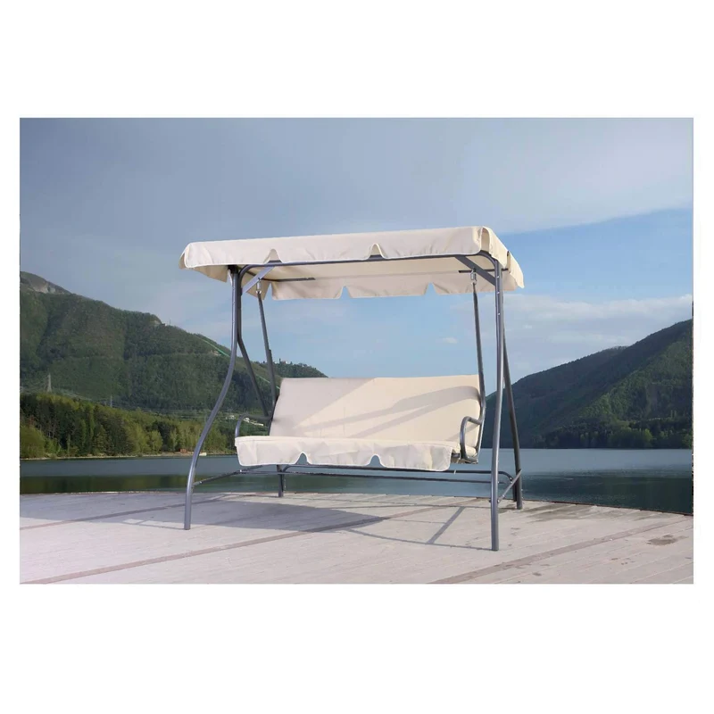 Sedia A Dondolo Giardino Acciaio Altalena 3 Posti Roma Romantic 185x120x160h