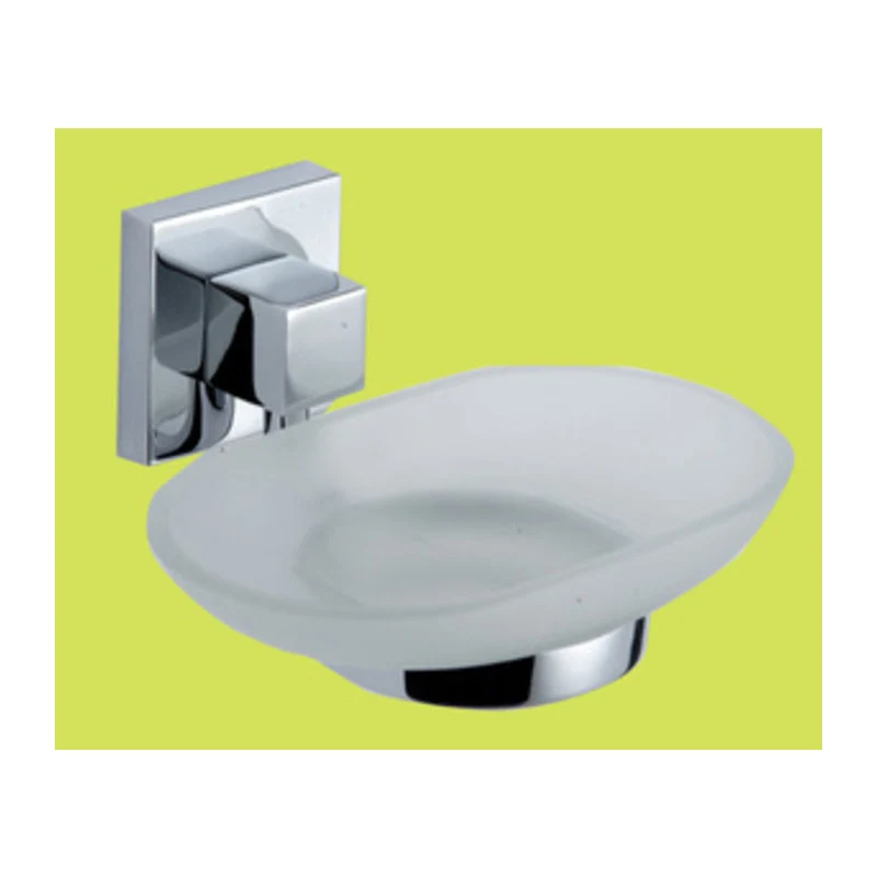 Portasapone Serie Geo Base Quadrata Porta Sapone Cromo Lucido Vetro