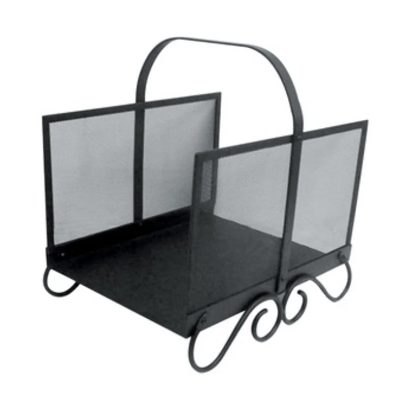 Portalegna Stufa Camino Caminetto 41x33x48h Acciaio Verniciato Nero Castle