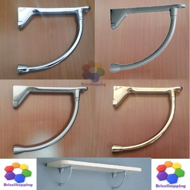 Reggimensola Arredo Mensola Legno Coppia Oro Cromo Lucido Sat 15 Cm Az94