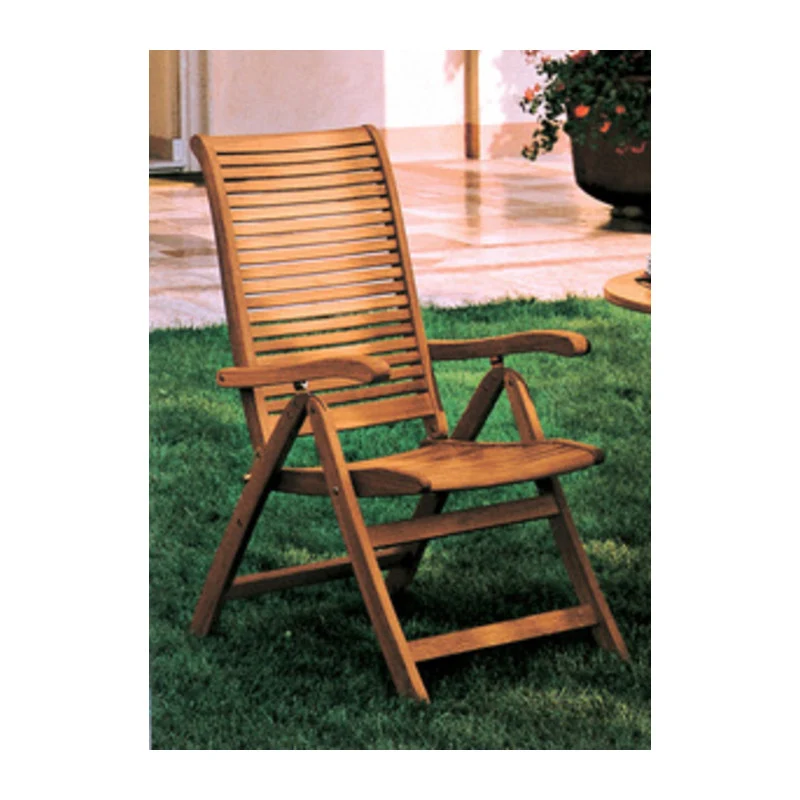 Poltrona Legno Sedia Sdraio Per Esterno Pieghevole Giardino Gazebo Riviera 5 Pos