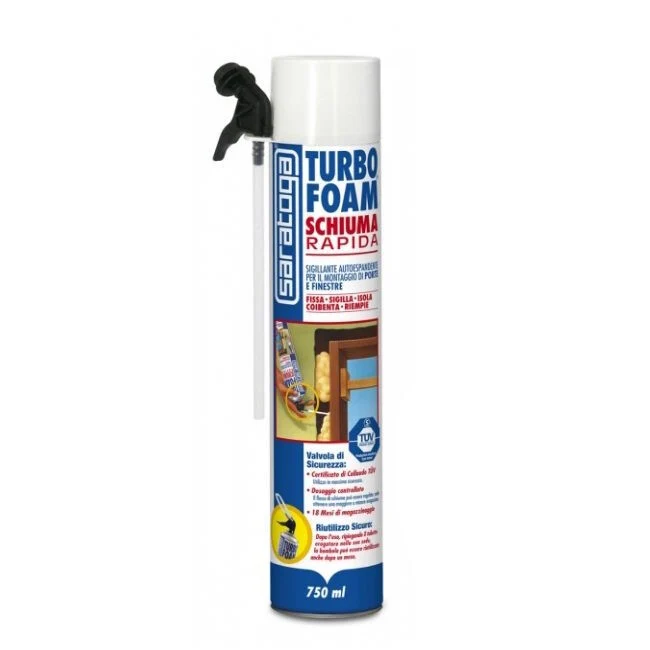 Turbo Foam 750ml Schiuma Espansa Espansiva Schiuma Rapida Valvola Sicurezza