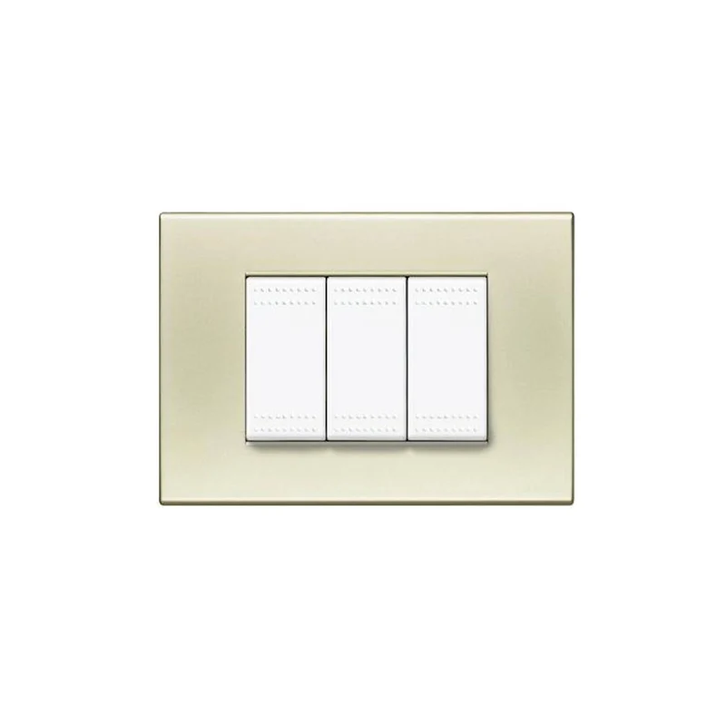 Placca Bticino Living 3 moduli in Metallo Colore Argento N4803SA Livin g Light