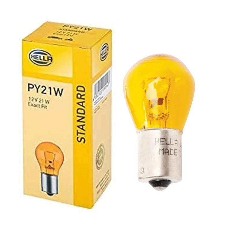 Hella 12v PY21w Offset Amber Bulbs / Pack of 10