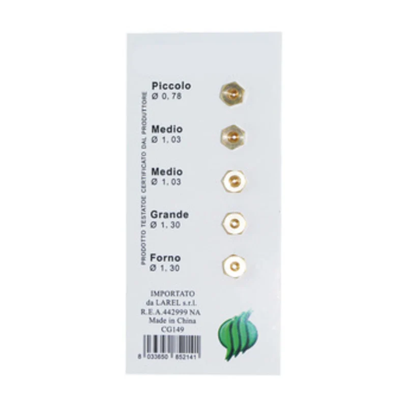 Set 5 Ugelli Gas in Ottone di Ricambio per Metano Gas Città da Cucina